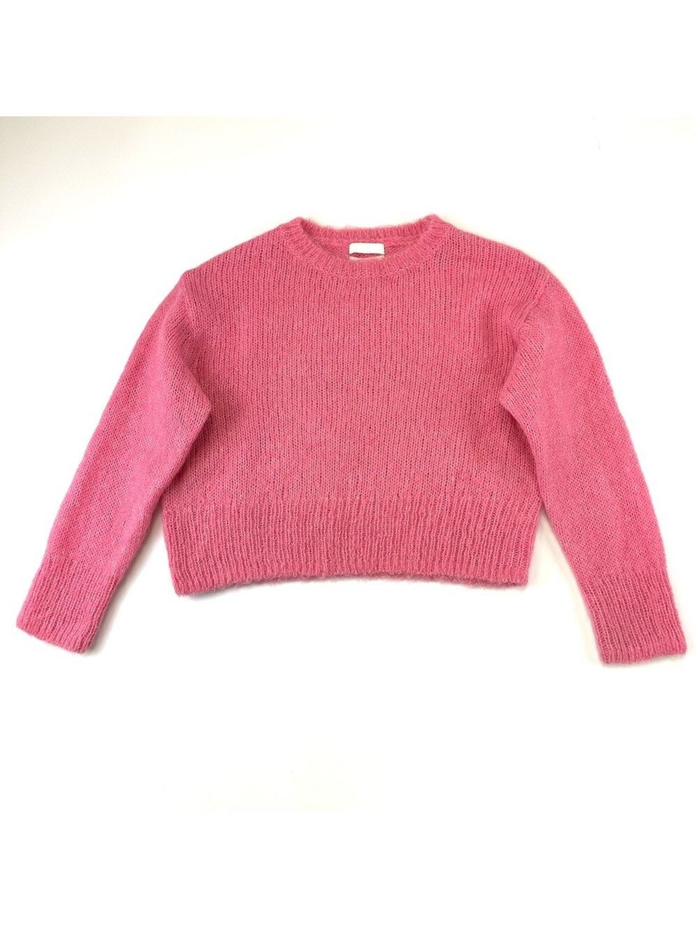 Wool Alpaca pink womens sweater Small cropish crew neck H&M Pullover